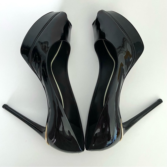 Louis Vuitton Black Patent Leather Peep Toe Platform High Heel Pumps Size 41 - Picture 10 of 16